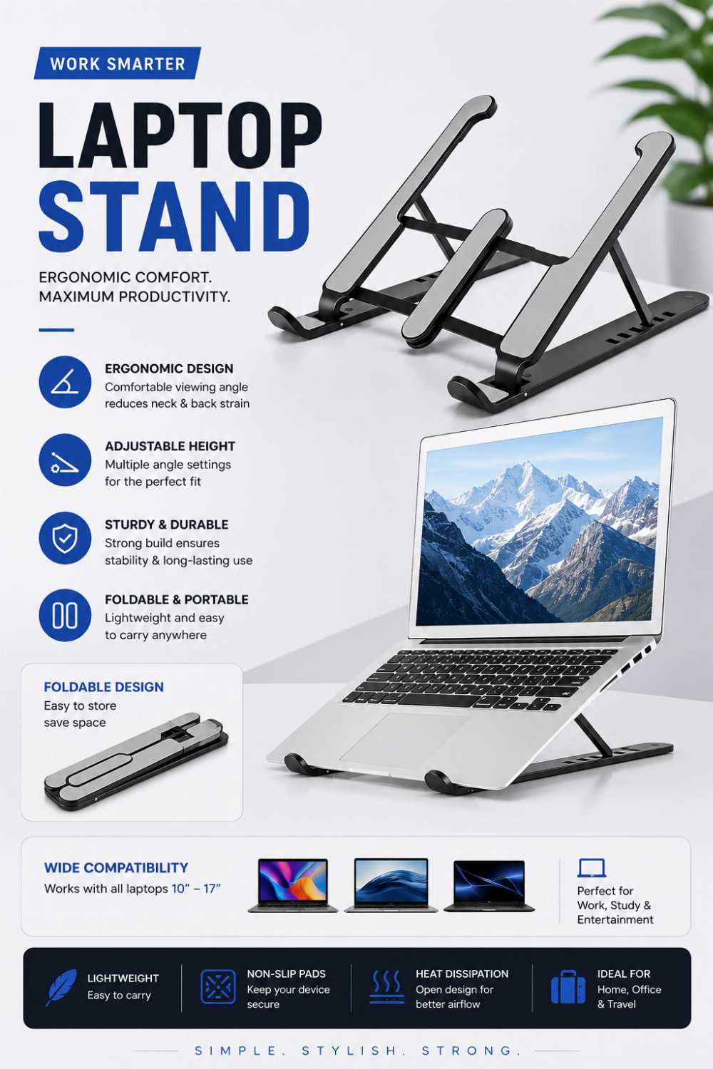 Adjustable Laptop Stand – Creative Folding Portable Storage Bracket for Desk & Office